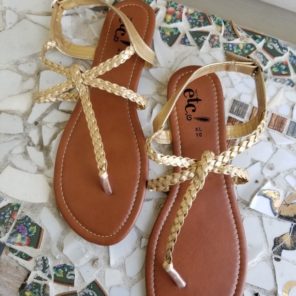 Etc! Shoes - Gladiator Sandals Braided T-Strap Slingback Roman